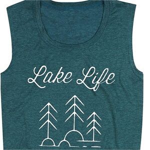 New Large Lake Mode Lake Life Sleeveless Muscle Shirt Tank Top- Dark Gre…